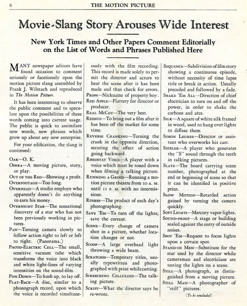 Movie Slang